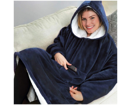 Толстовка-плед с капюшоном «Huggle hoodie» Синий*