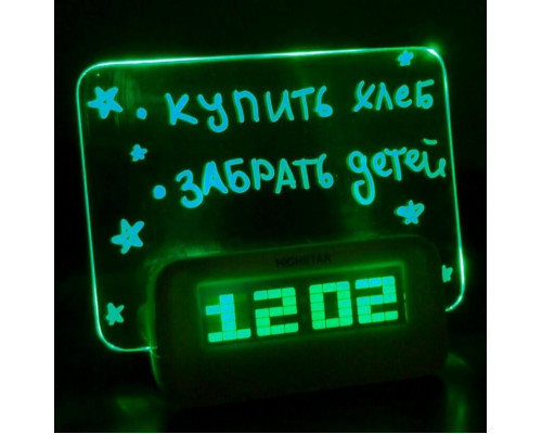 Будильник со светящейся доской для записей «Highlighter memo board» Зелёный*