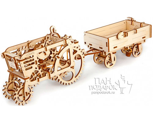 Деревянный 3D конструктор-пазл Ugears «Прицеп к трактору»