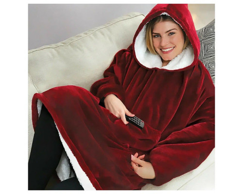 Толстовка-плед с капюшоном «Huggle hoodie» Бордовый*